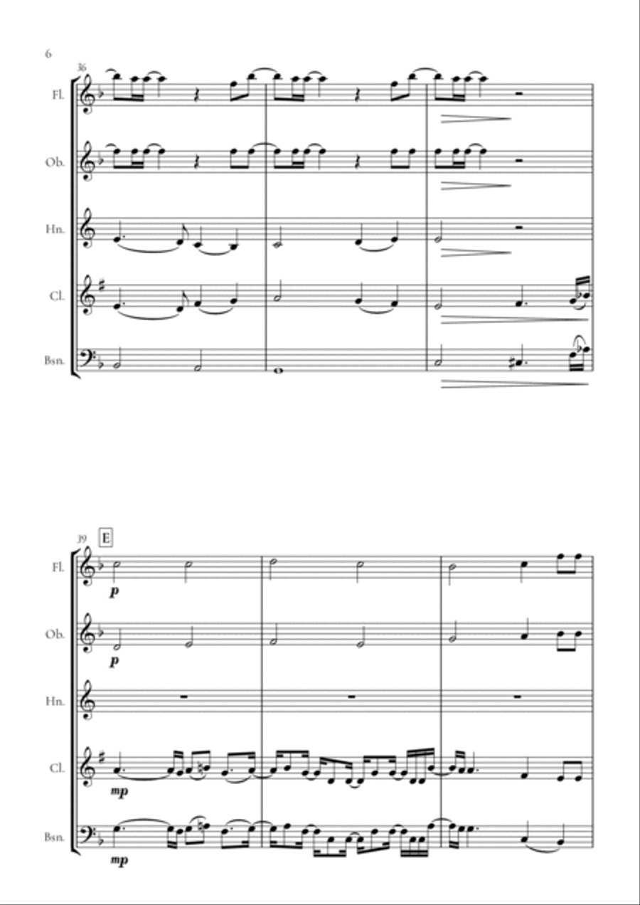 When We Were Young Woodwind Quintet scores gallery preview page 6