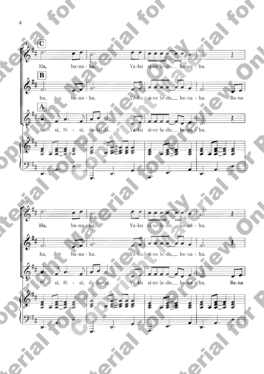 BANAHA - Three-voice canon with piano accompaniment 3-Part scores gallery preview page 2