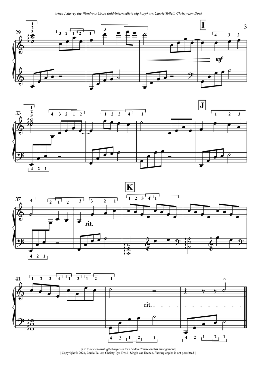 When I Survey The Wondrous Cross - Mid-Intermediate for Harps Celtic Harp scores gallery preview page 4