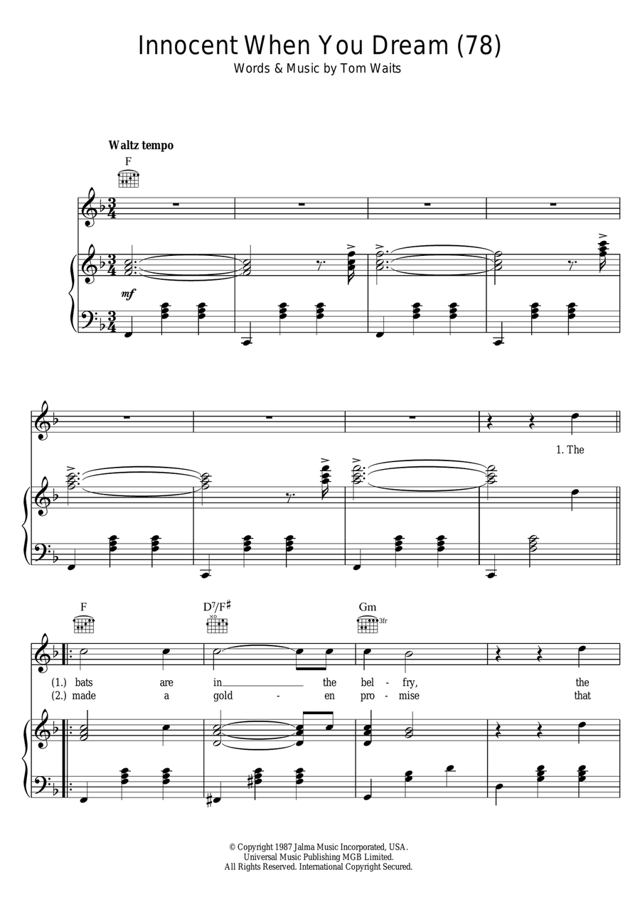 Innocent When You Dream (78) Piano, Vocal scores gallery preview page 1