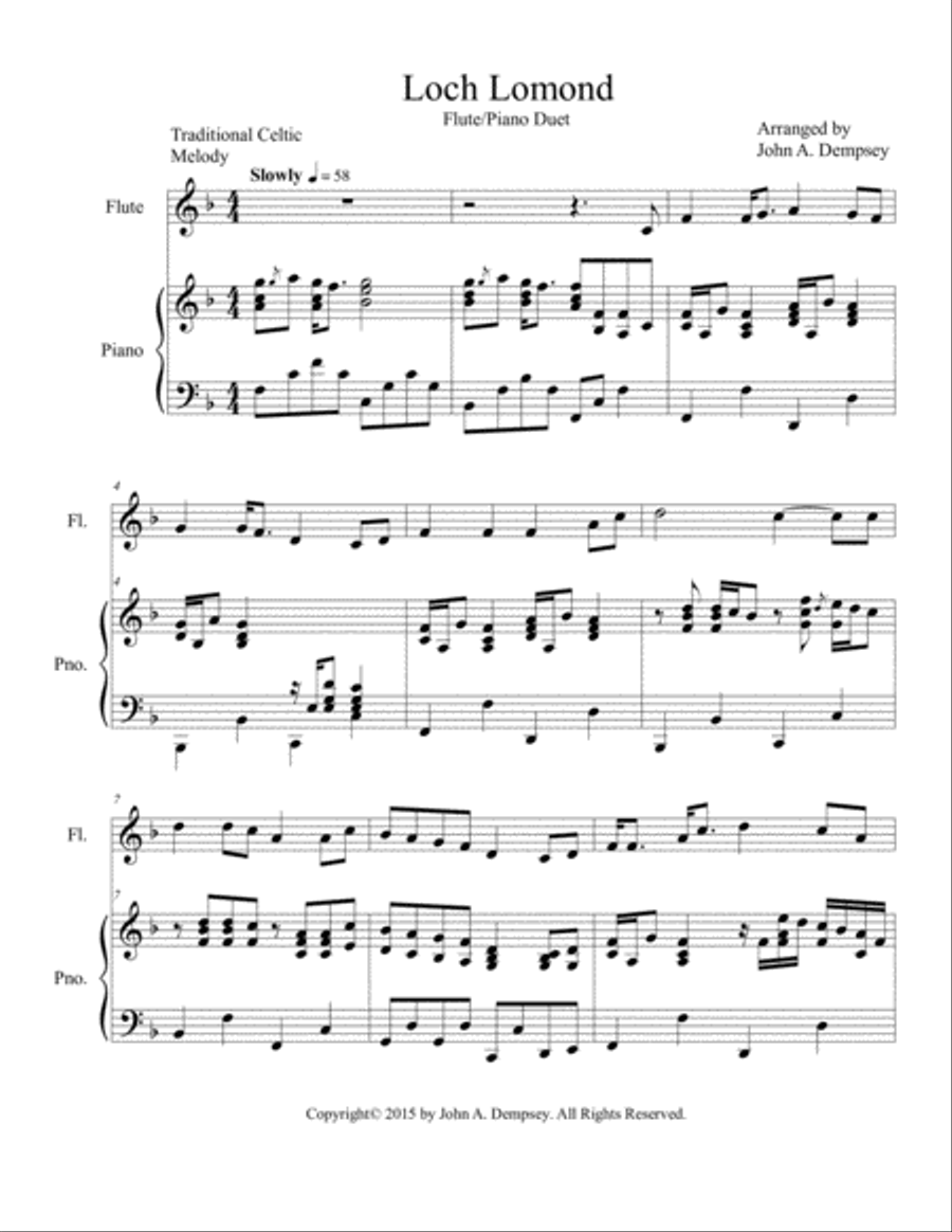 Loch Lomond (Flute and Piano) Flute Solo scores gallery preview page 4