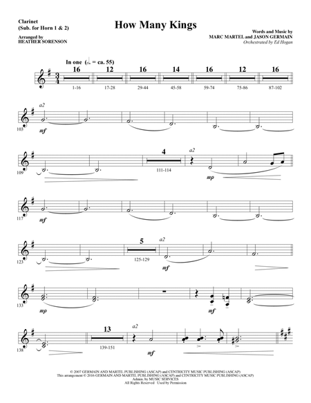 How Many Kings - Clarinet (sub. Horn 1-2)