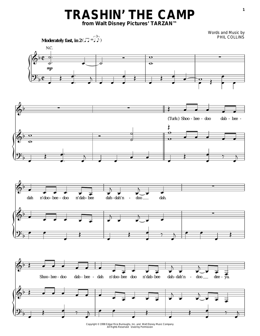 Trashin' The Camp Trashin' The Camp Piano, Vocal, Guitar scores gallery preview page 1