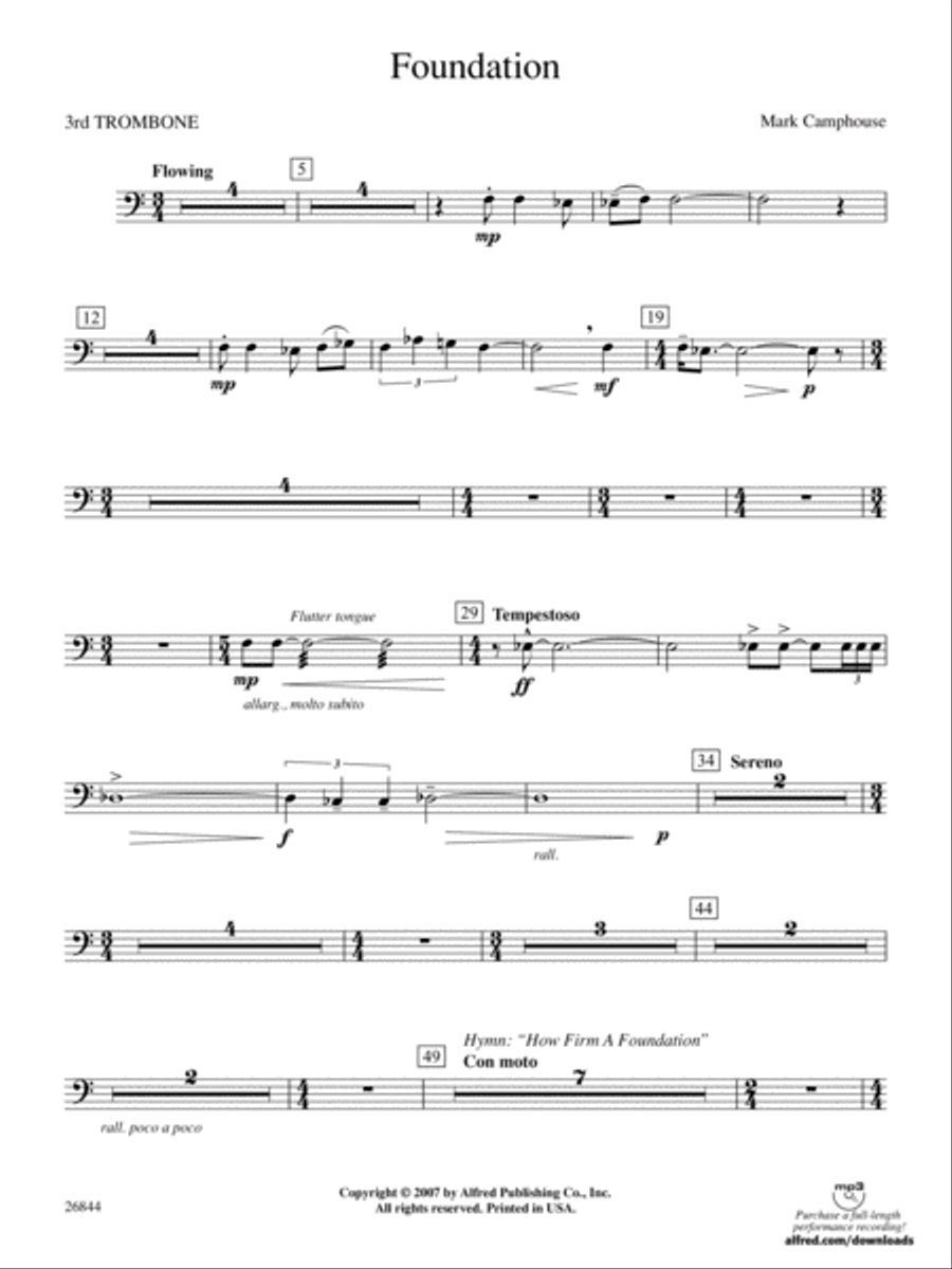 Foundation: 3rd Trombone Concert Band scores gallery preview page 1