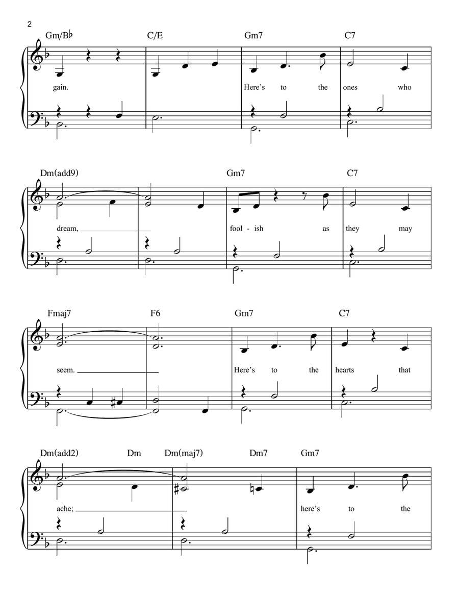 Audition (The Fools Who Dream) Easy Piano scores gallery preview page 2