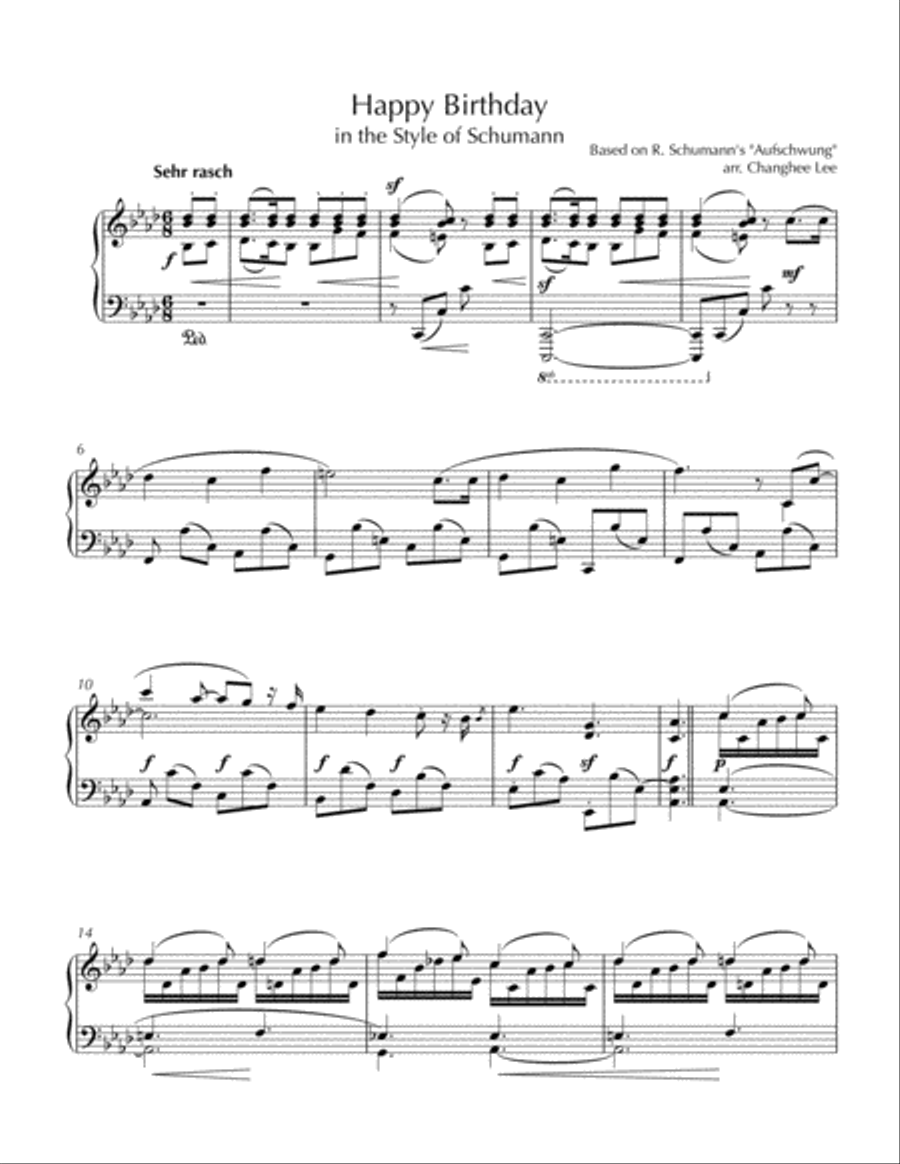 Happy Birthday in the Style of Schumann Piano Solo scores gallery preview page 1