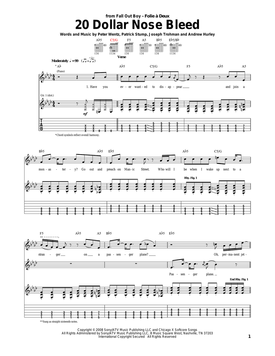 20 Dollar Nose Bleed 20 Dollar Nose Bleed Acoustic Guitar scores gallery preview page 1