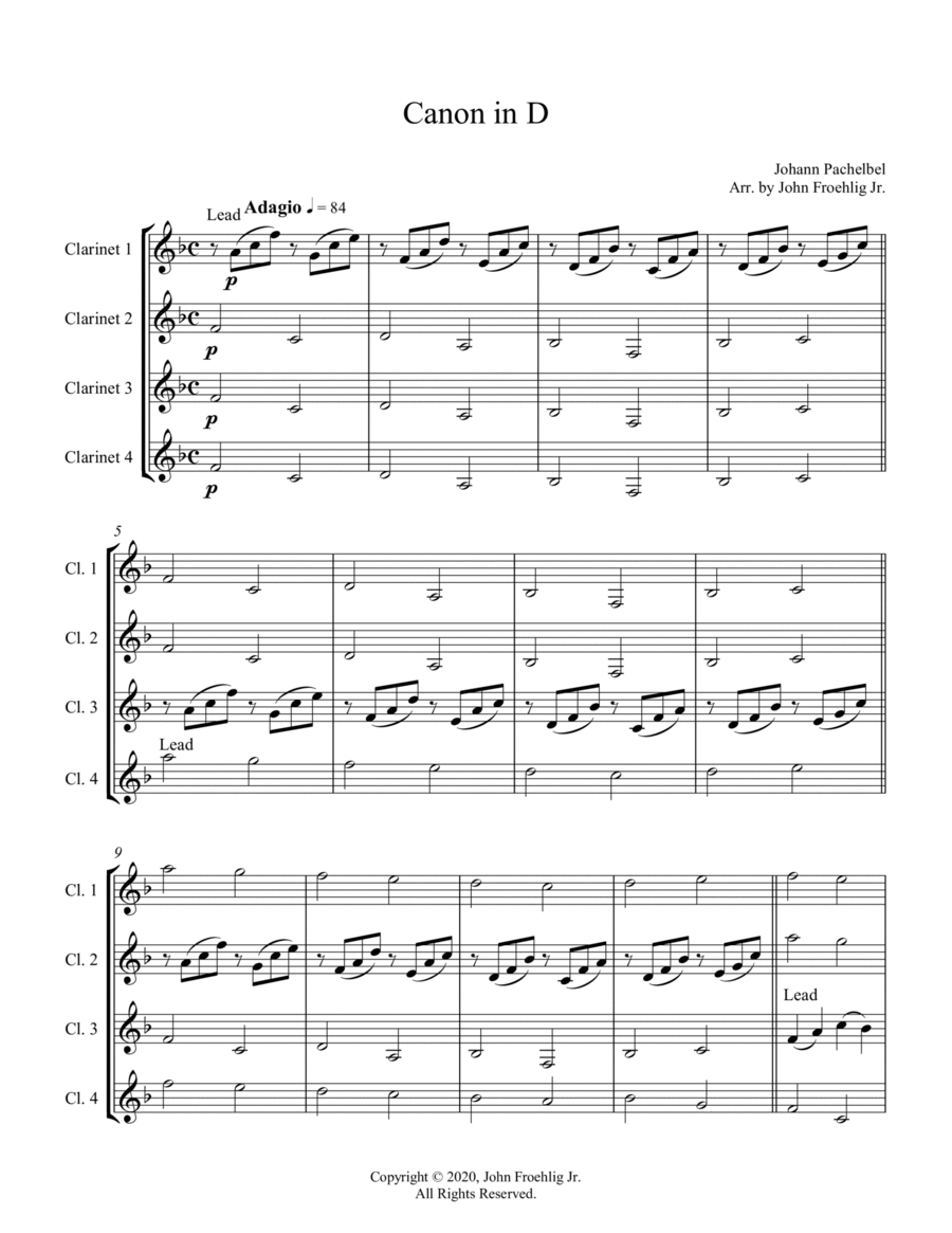 Canon in D Woodwind Ensemble scores gallery preview page 1