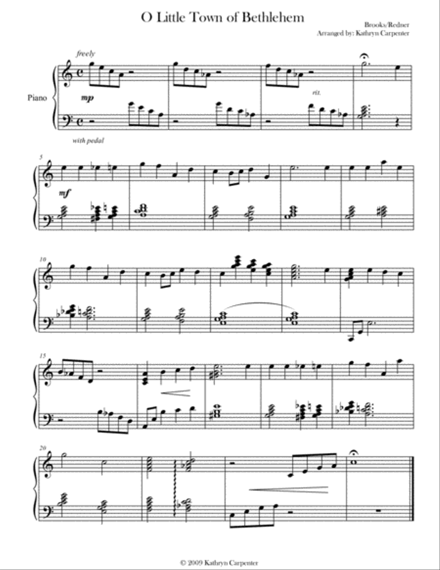 O Little Town of Bethlehem (Piano) Piano Solo scores gallery preview page 1