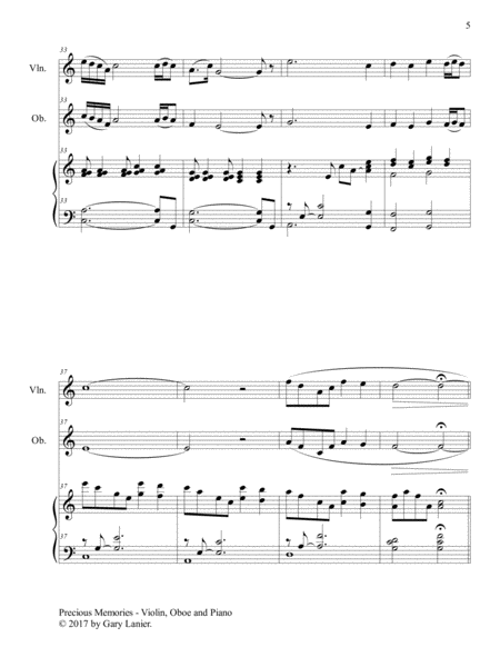 Precious Memories (Trio - Violin, Oboe & Piano with Score/Parts) image number null