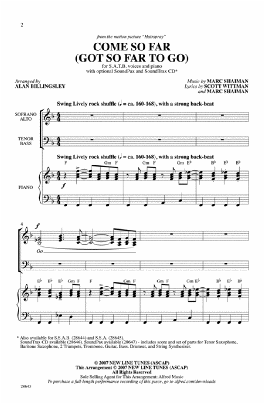 Come So Far (Got So Far to Go) (from Hairspray) Choir scores gallery preview page 1