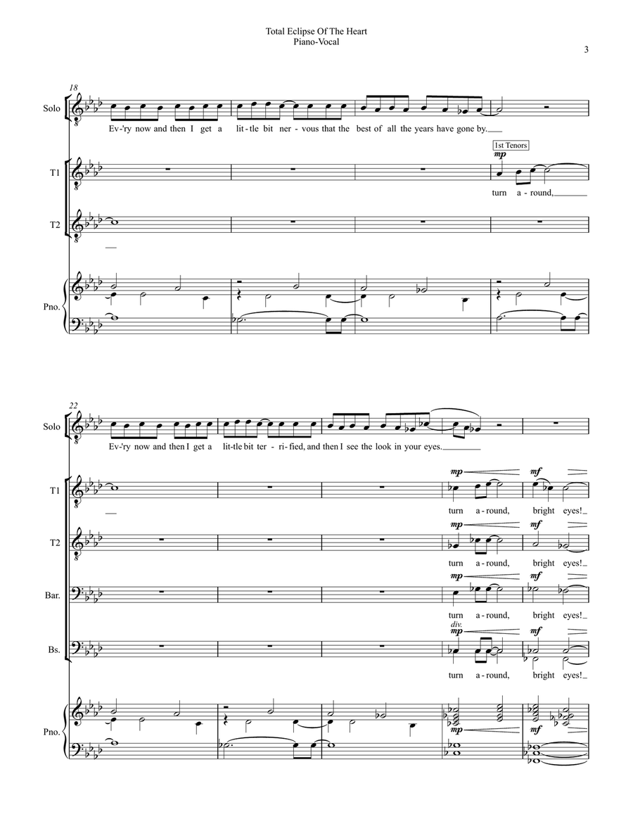 Total Eclipse Of The Heart TTBB scores gallery preview page 3