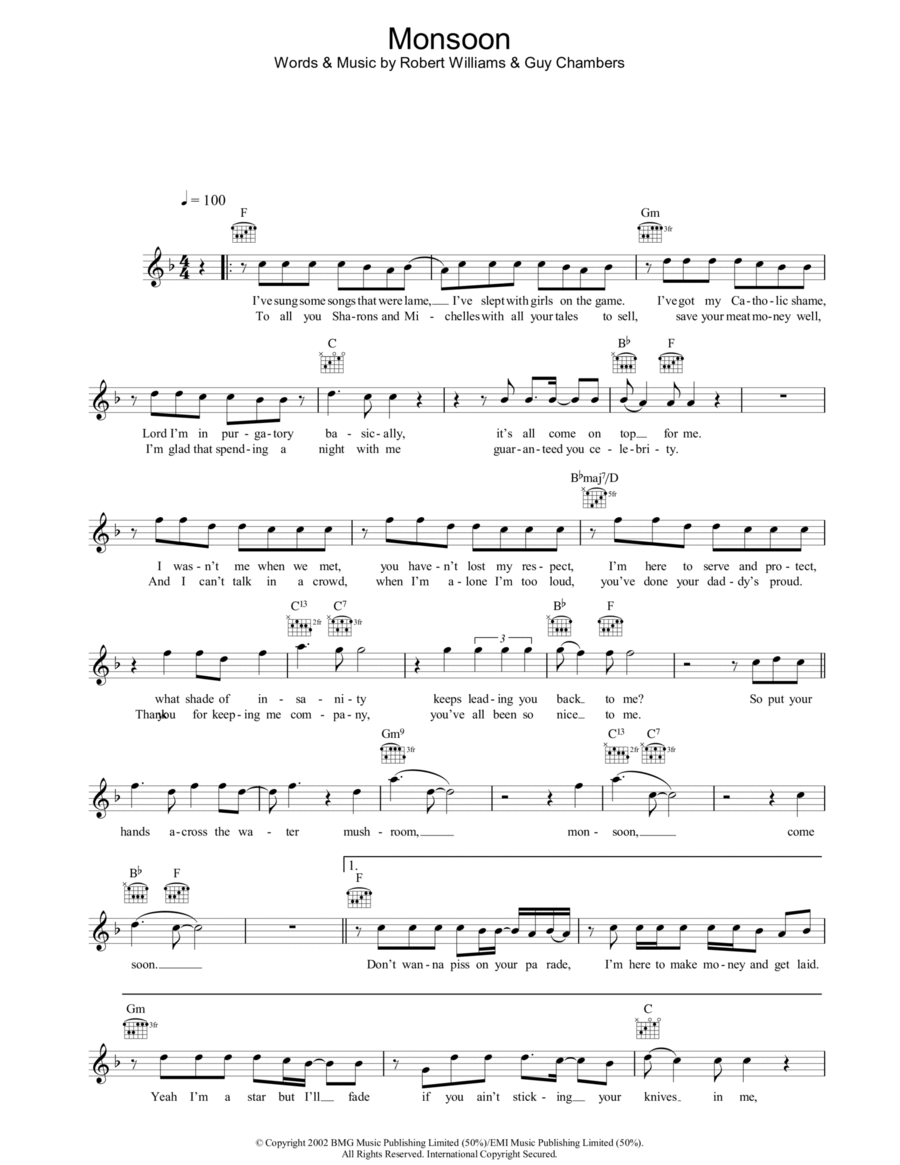 Monsoon Monsoon Piano scores gallery preview page 1
