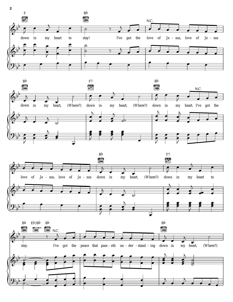 Down In My Heart Piano, Vocal, Guitar scores gallery preview page 2