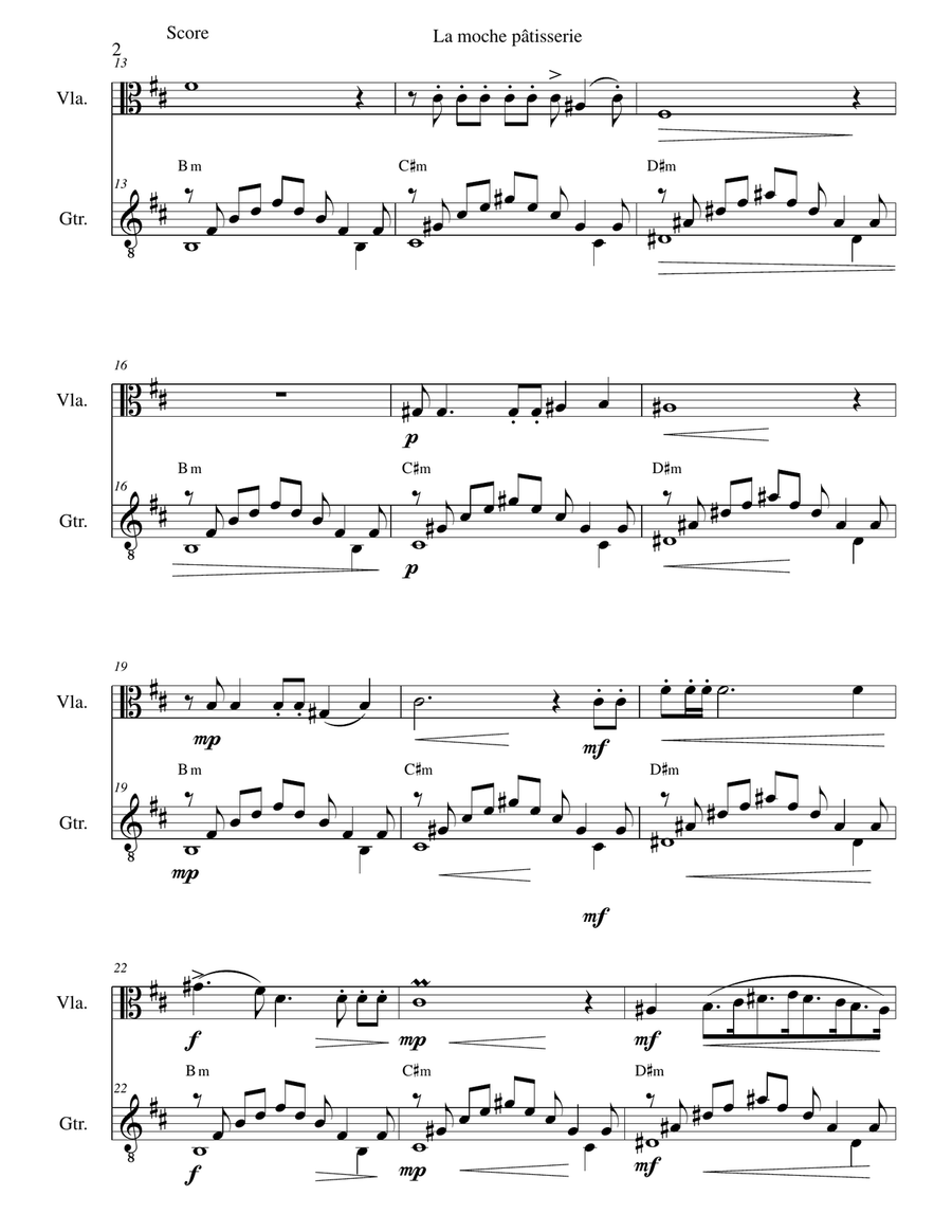 La moche pâtisserie (The tacky cake shop) for viola and guitar String Duet scores gallery preview page 2