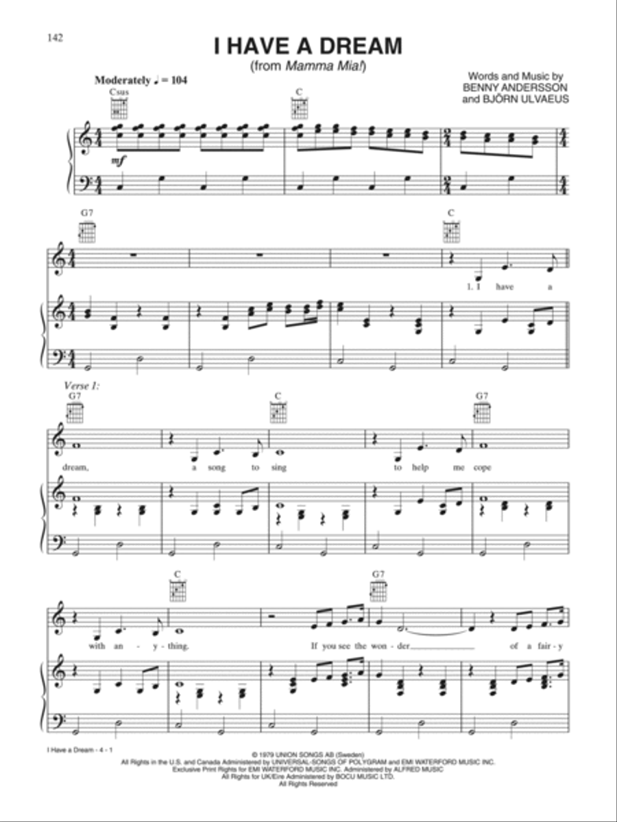 I Have a Dream Piano, Vocal, Guitar scores gallery preview page 1