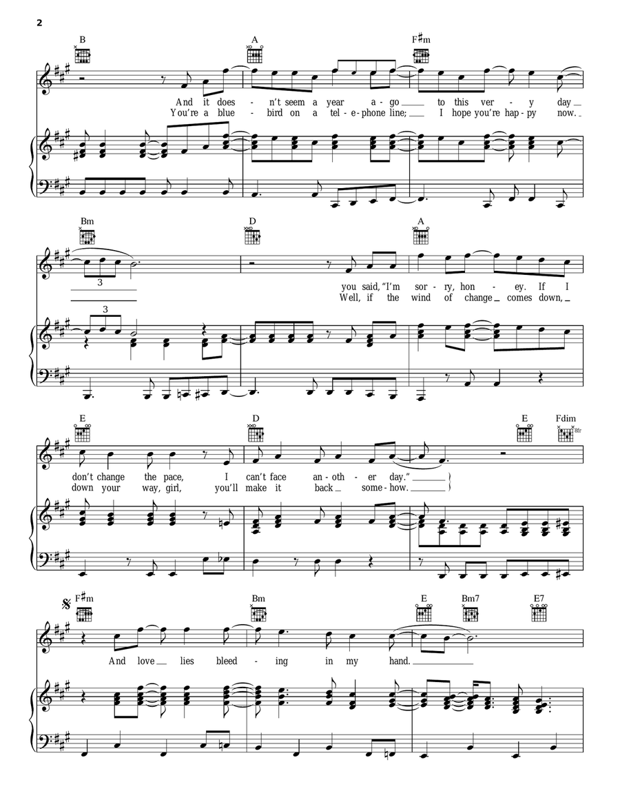 Love Lies Bleeding Piano, Vocal, Guitar scores gallery preview page 2