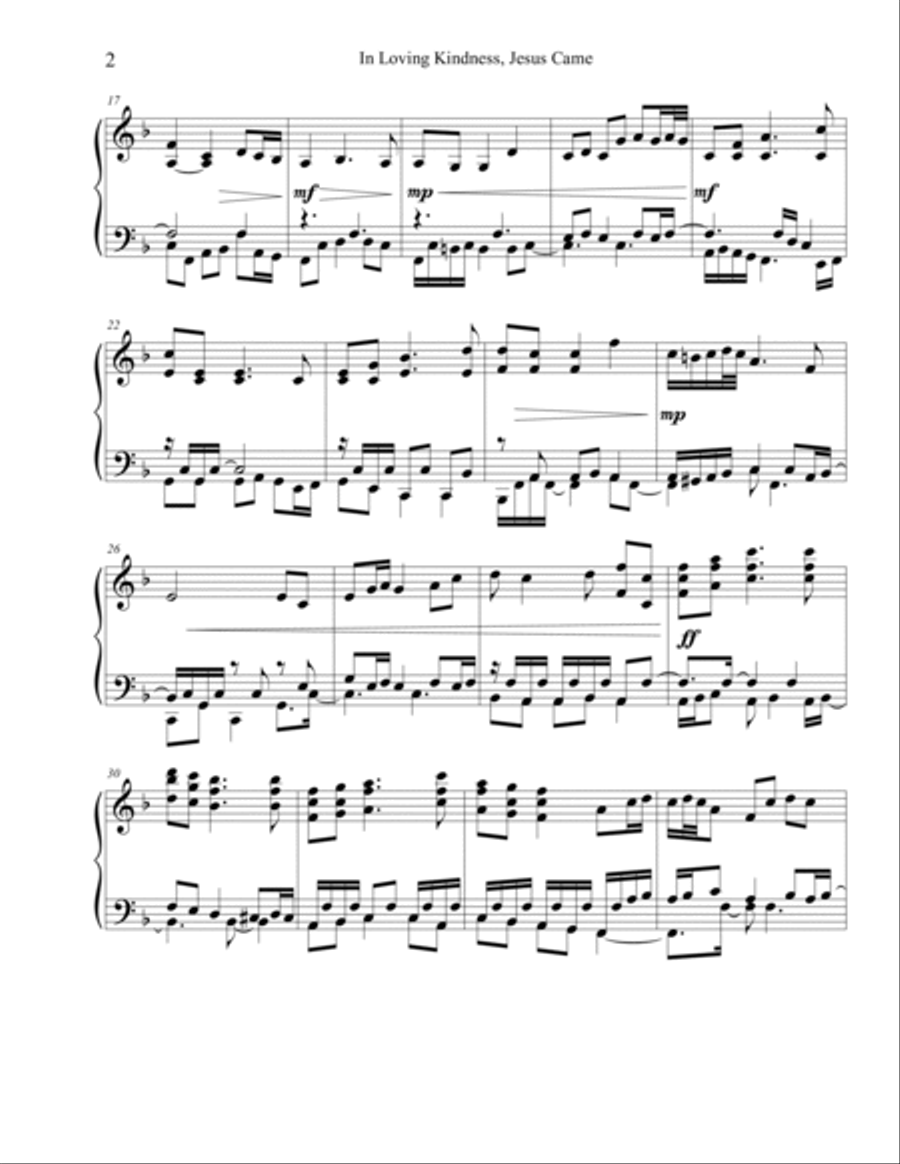 In Loving Kindness, Jesus Came Piano Solo scores gallery preview page 2