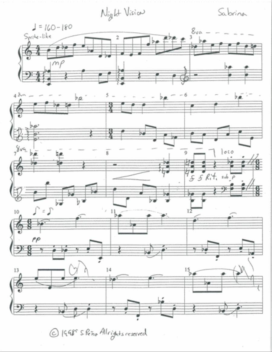 Night Vision for Violin and Piano Violin Solo scores gallery preview page 1