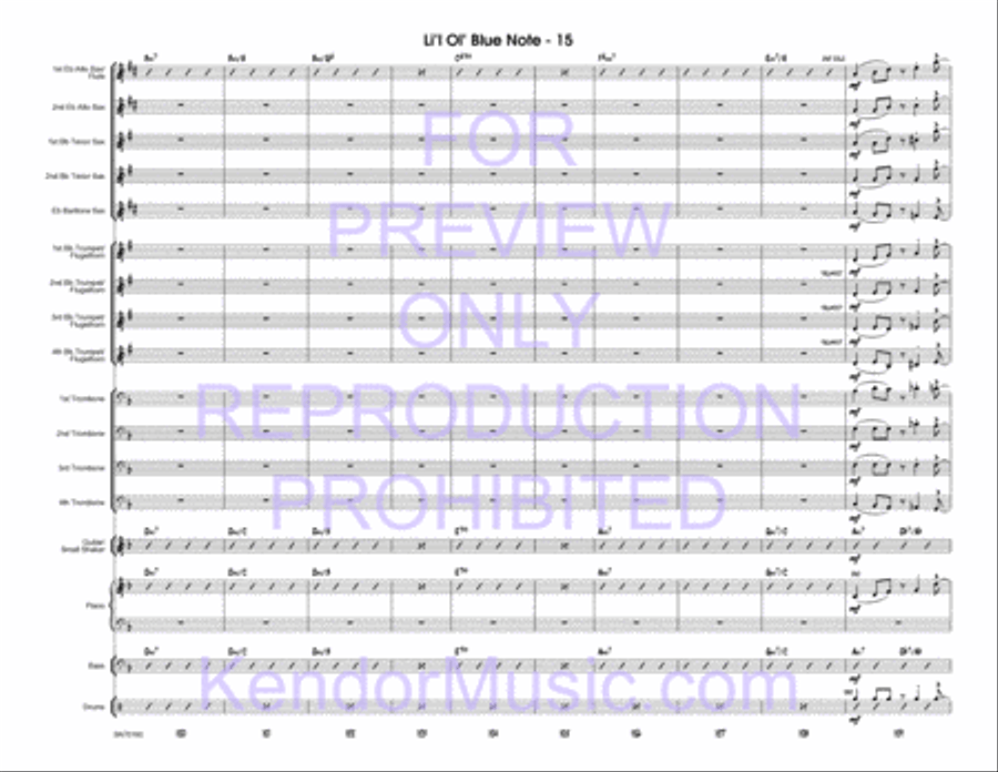 Li'l Ol' Blue Note (Full Score) Jazz Ensemble scores gallery preview page 16