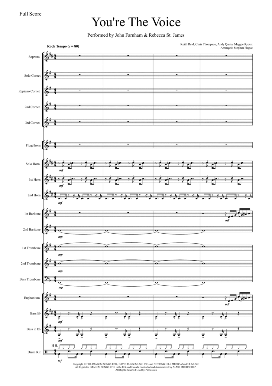 You're The Voice You're The Voice Brass Band scores gallery preview page 1