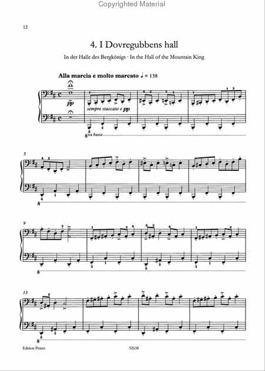 Peer Gynt Suite No. 1 Op. 46 (Arranged for Piano by the Composer)