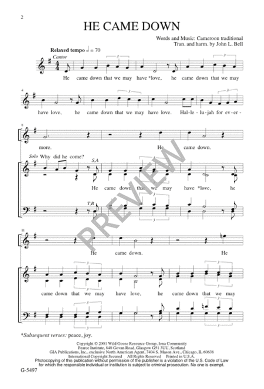 He Came Down He Came Down 4-Part scores gallery preview page 3