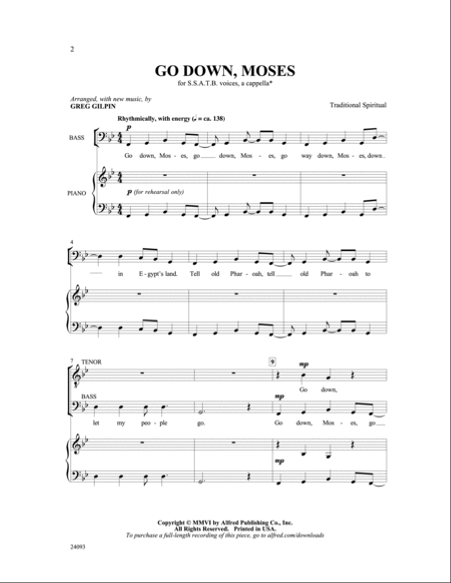 Go Down, Moses SSATB scores gallery preview page 2