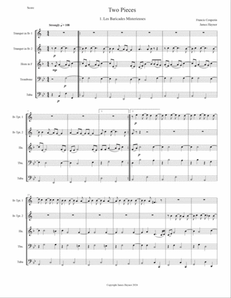 Two Pieces for Brass Quintet Brass Quintet scores gallery preview page 3