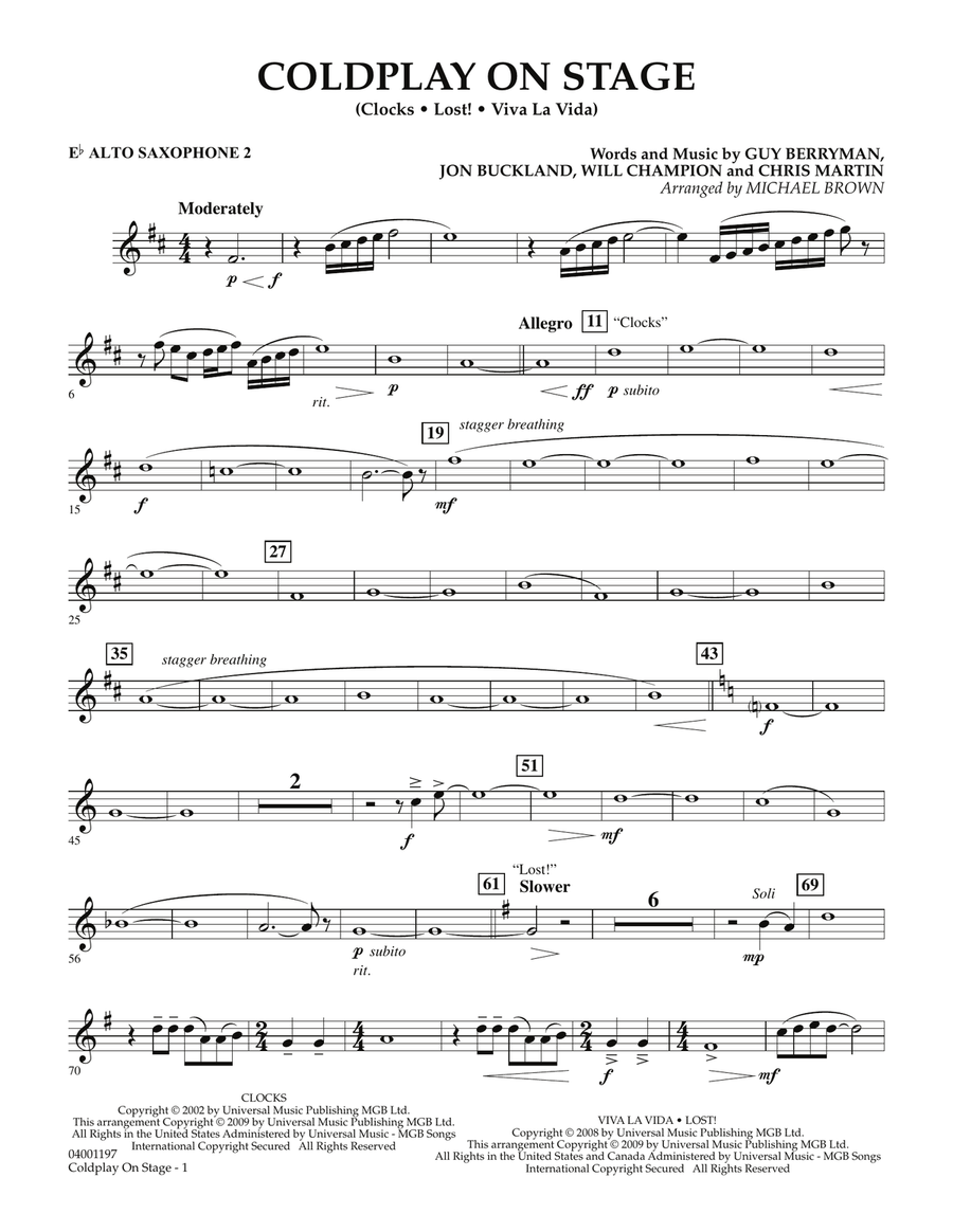 Coldplay on Stage - Eb Alto Saxophone 2