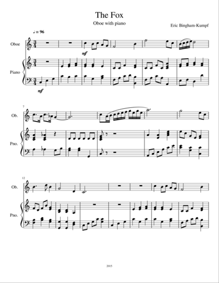 The Fox The Fox Woodwind Duet scores gallery preview page 1