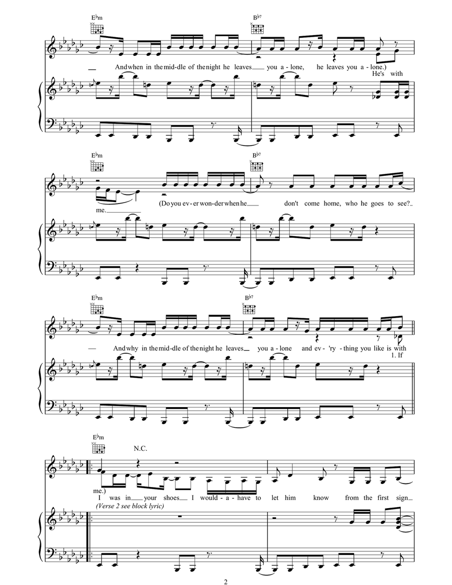 With Me Part I Piano, Vocal, Guitar scores gallery preview page 2