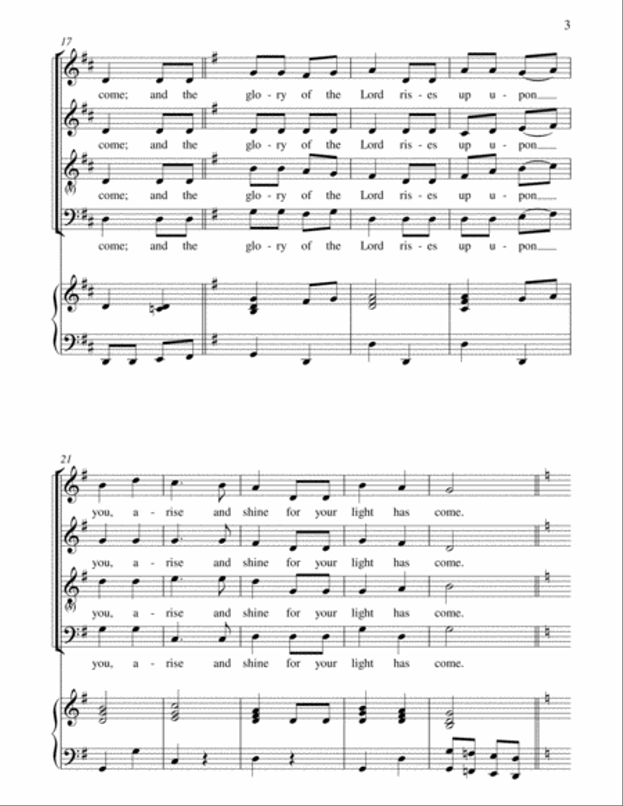 Arise and Shine - Your Light Has Come 4-Part scores gallery preview page 3