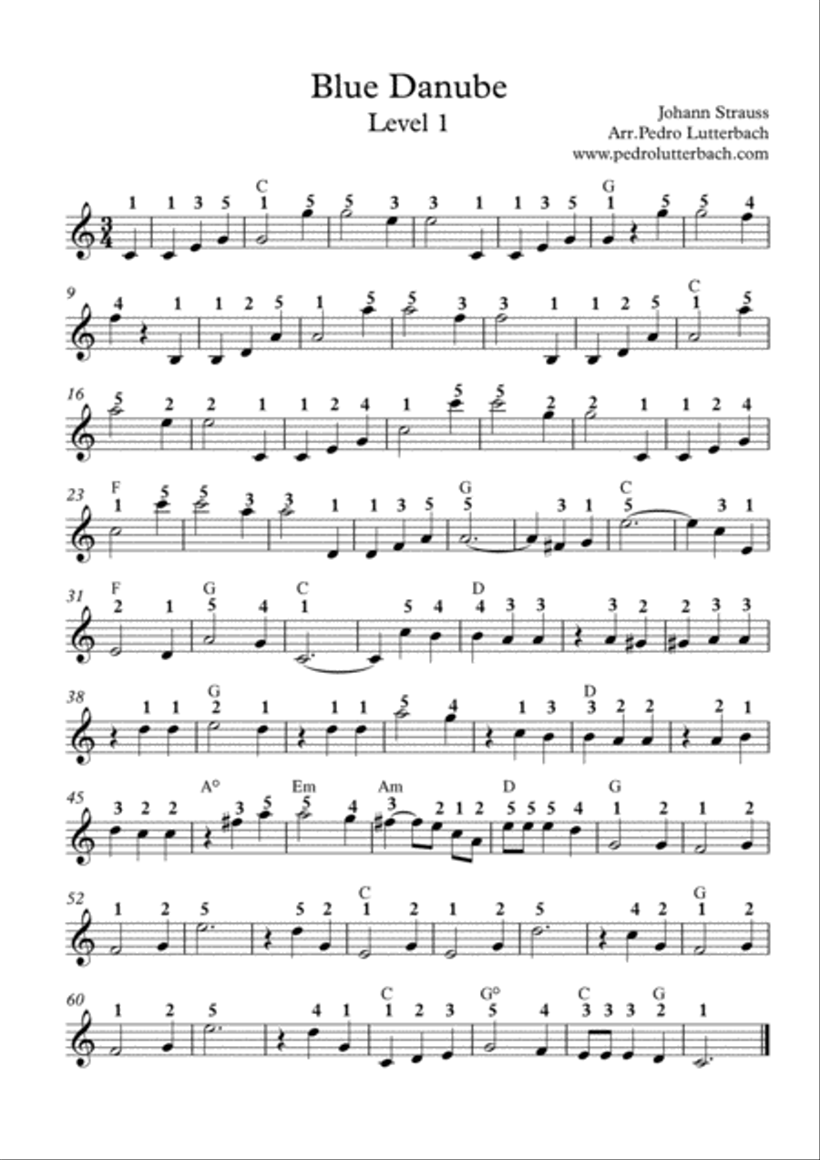Blue Danube Waltz - Strauss Easy Piano scores gallery preview page 1