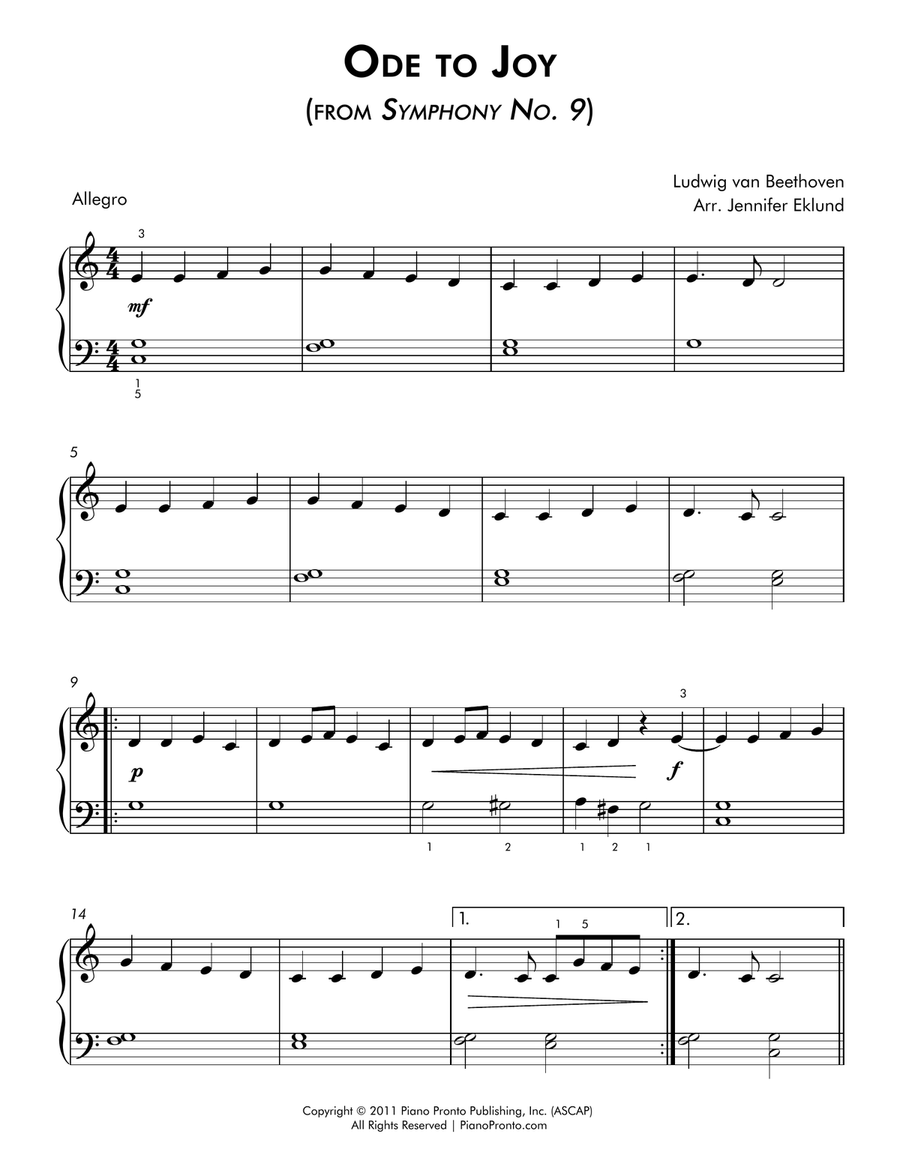 Ode to Joy (Easy Solo with Music History Lesson) Piano Method scores gallery preview page 2