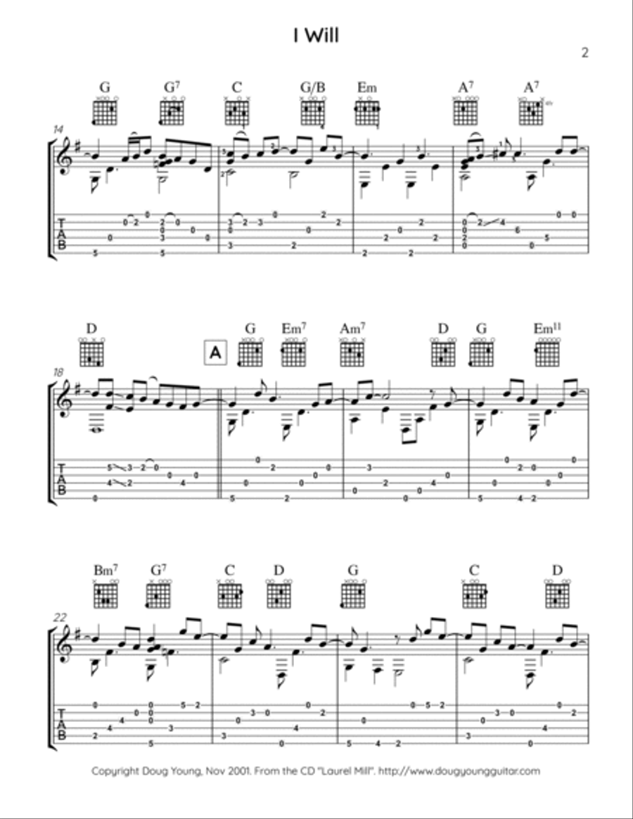 I Will Guitar Tablature scores gallery preview page 3