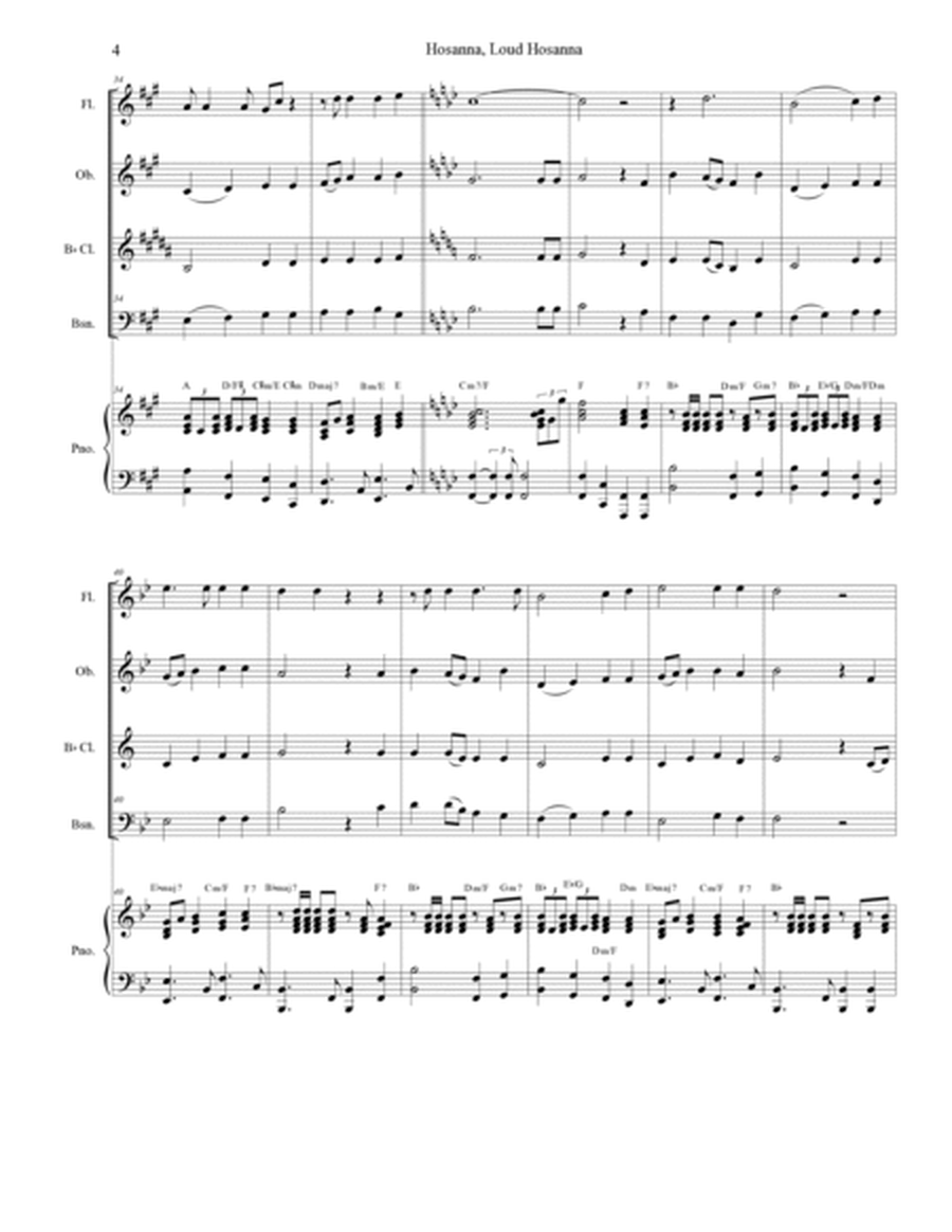 Hosanna, Loud Hosanna (Woodwind Quartet - Piano accompaniment) image number null