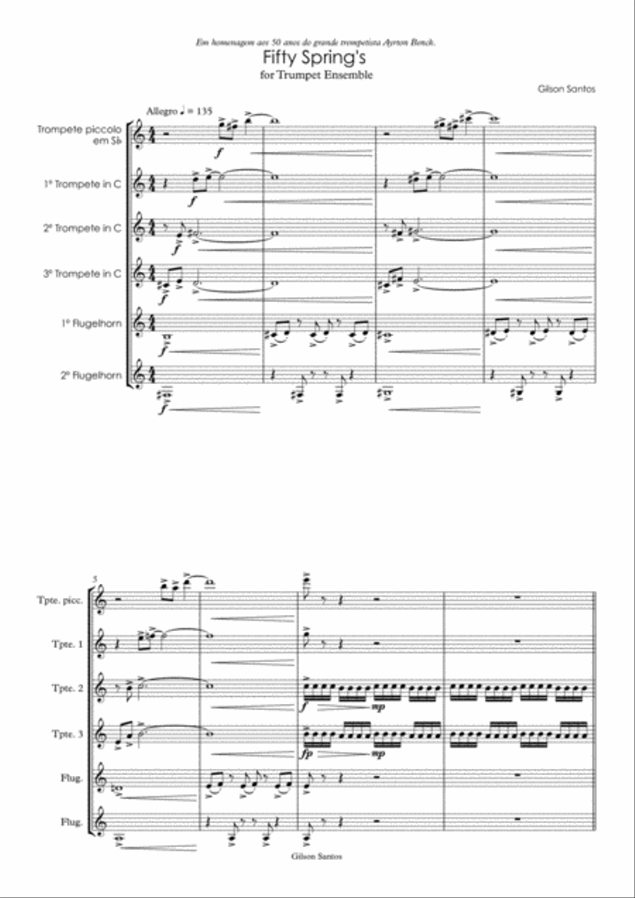 FIFTY SPRINGS for Trumpet Ensemble Brass Ensemble scores gallery preview page 3
