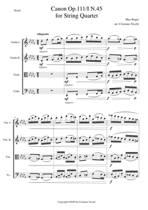 Canon Op.111/I N.45 for String Quartet