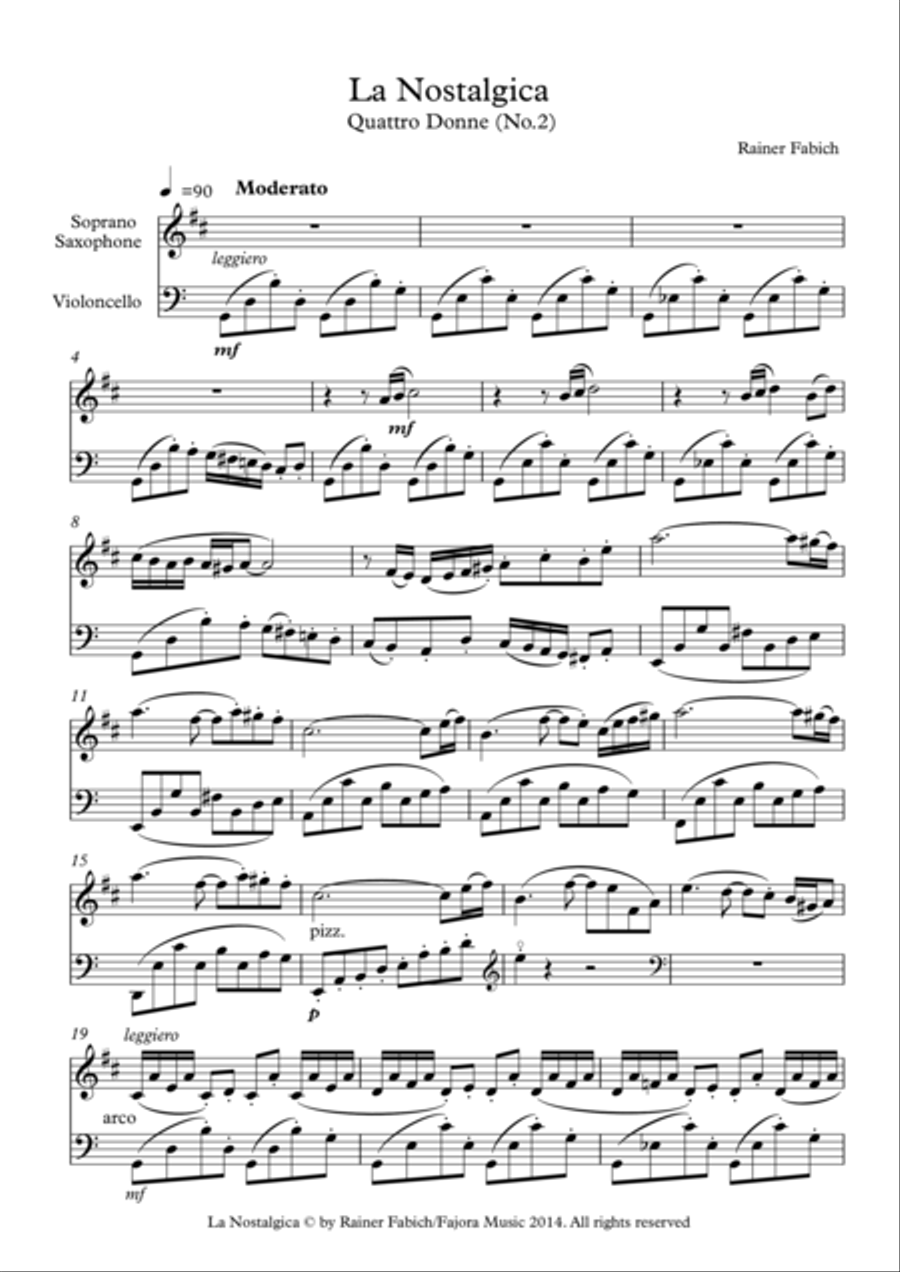 La Nostalgica - No. 2 from Quattro Donne / Four Ladies Soprano Saxophone scores gallery preview page 1