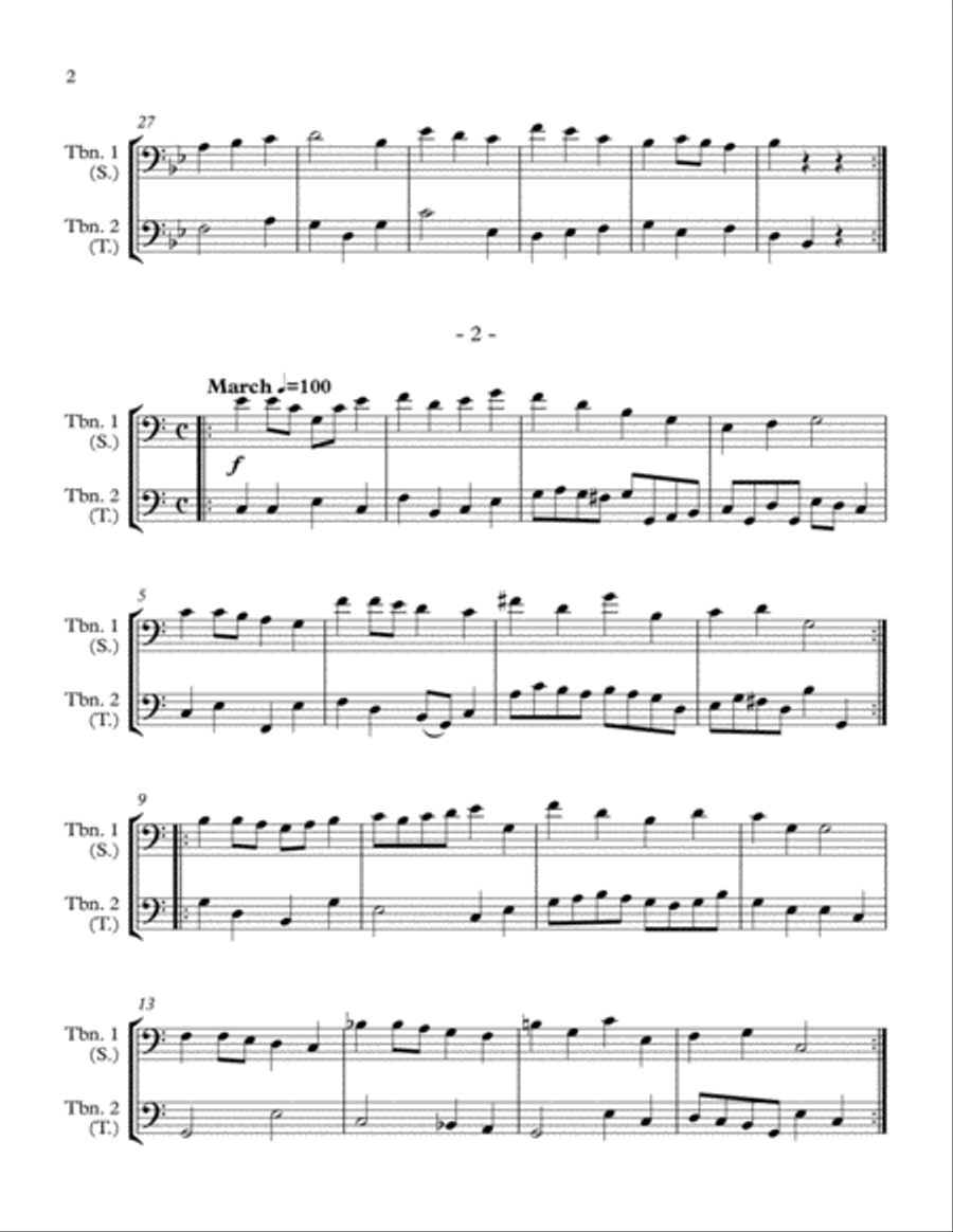 10 Little Duets for Teacher and Student (2 Trombones) Trombone Duet scores gallery preview page 2
