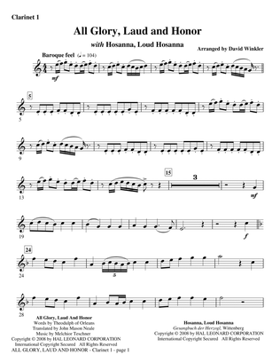 All Glory, Laud, And Honor (with Hosanna, Loud Hosanna) - Bb Clarinet 1