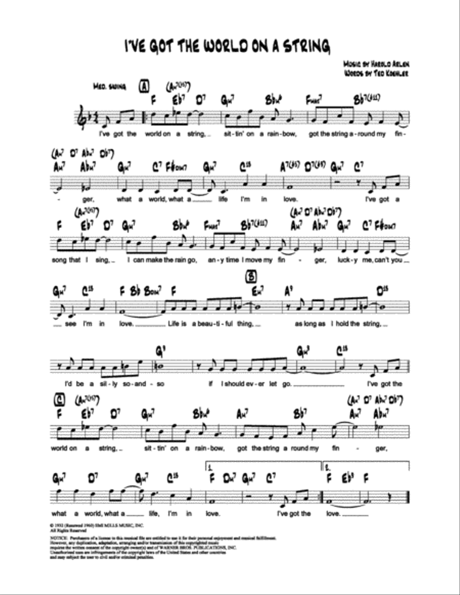 I've Got the World on a String School and Community scores gallery preview page 1