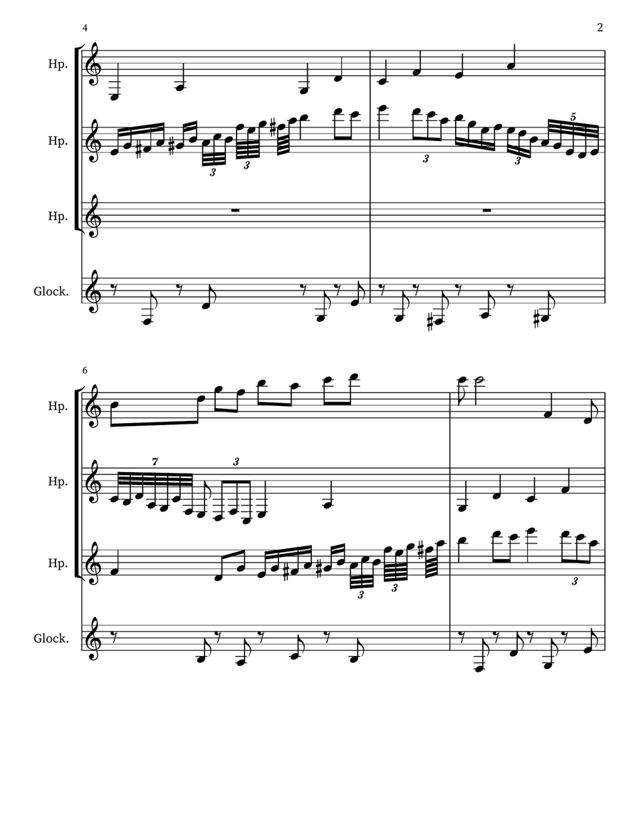 A 67 for 3 harps & glockenspiel Glockenspiel scores gallery preview page 2