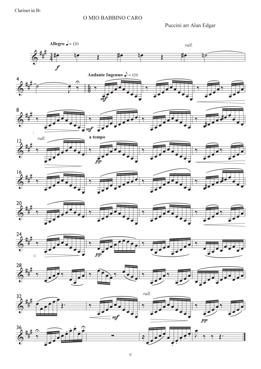 O, MY BELOVED FATHER by PUCCINI, O MIO BABBINO CARO, from Gianni Schicci, arranged for Soprano, Org Small Ensemble scores gallery preview page 1