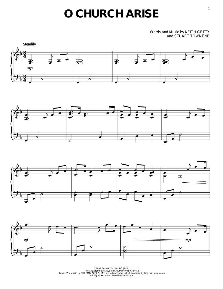 O Church Arise O Church Arise Piano Solo scores gallery preview page 1