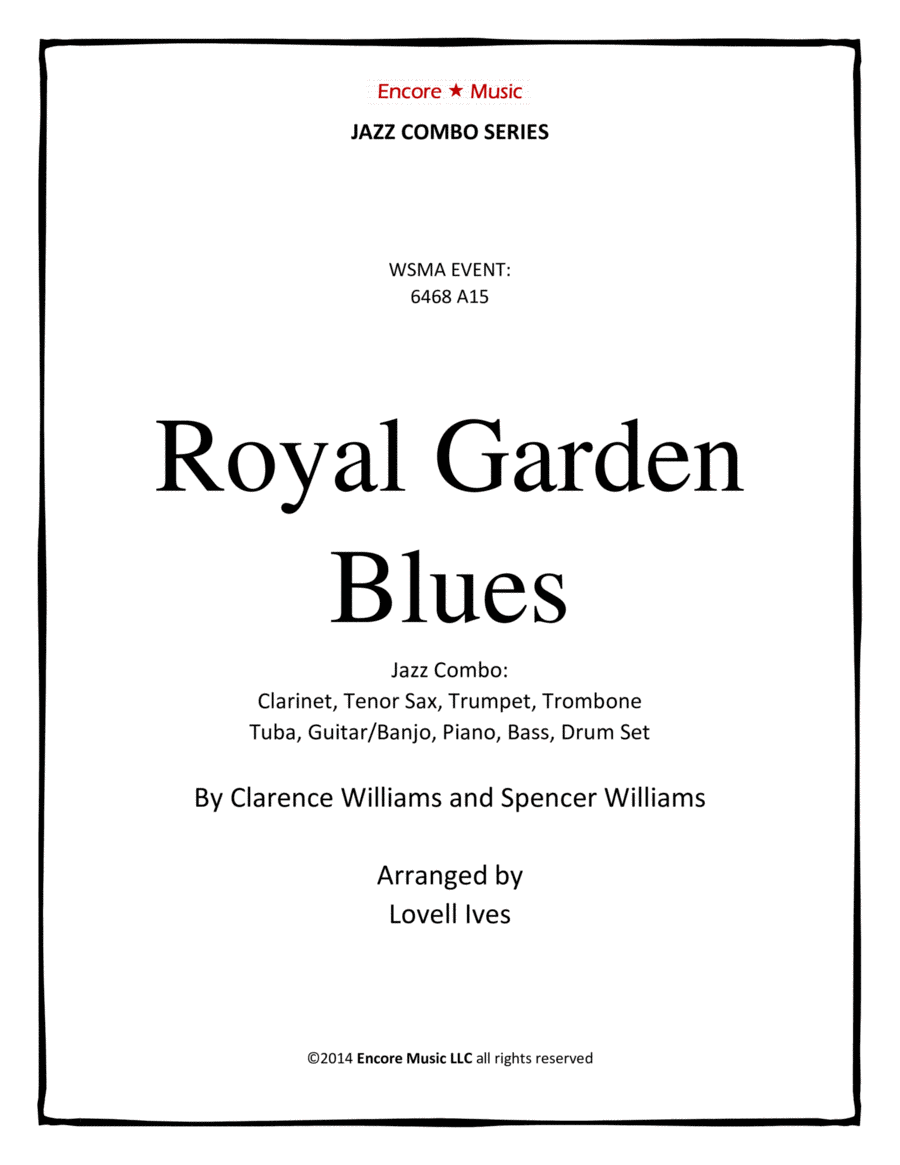 Royal Garden Blues for Dixieland Combo by Clarence Williams and Spencer Williams Jazz Ensemble scores gallery preview page 1