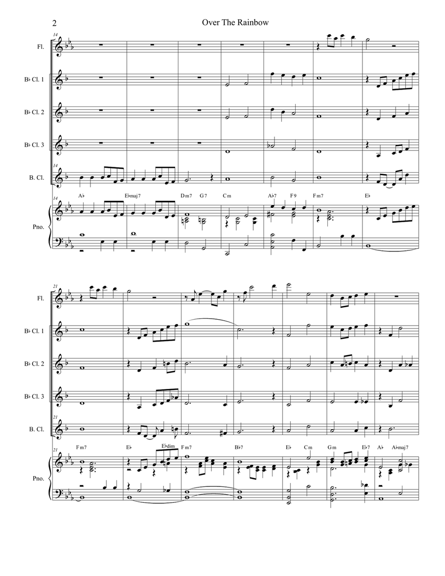 Over The Rainbow (from The Wizard Of Oz) Woodwind Quartet scores gallery preview page 2