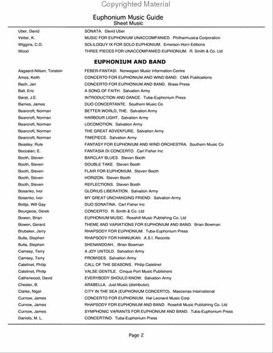 Euphonium Music Guide