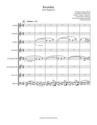 Recordare (from "Requiem") (F) (Woodwind Choir - 2 Flutes, 2 Oboes, 2 Clar, 1 Hrn, 1 Bassoon)